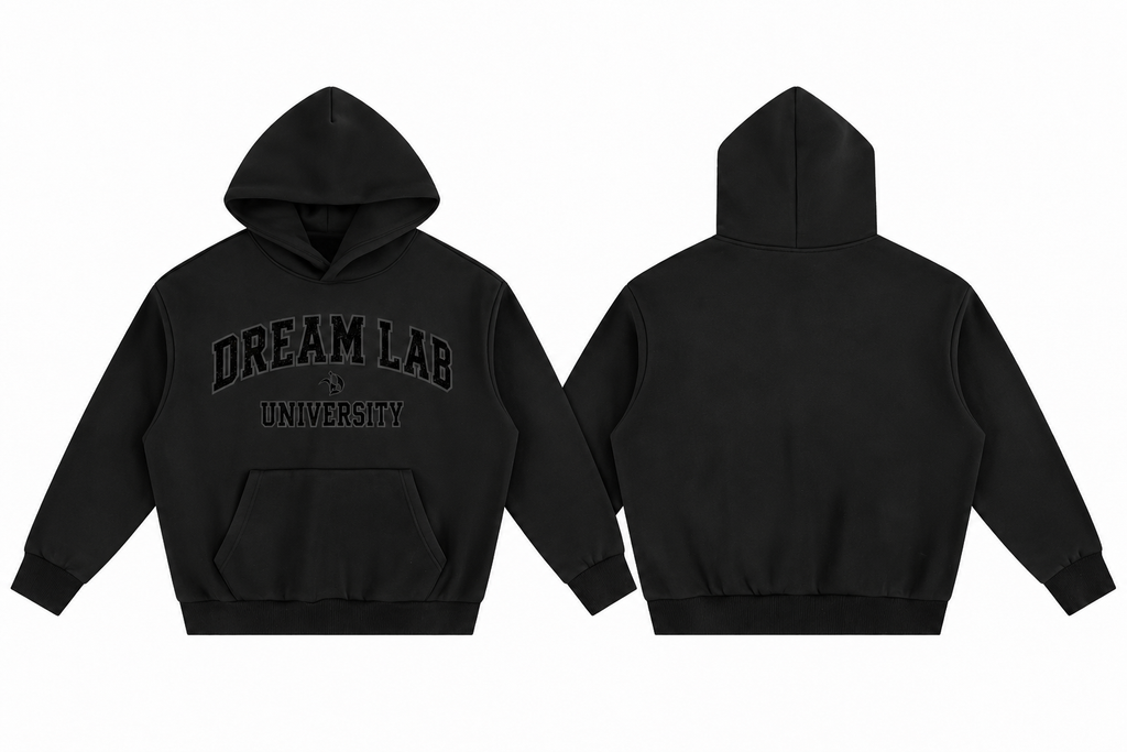 University Black Heavyweight Boxy Fleece Hoodie