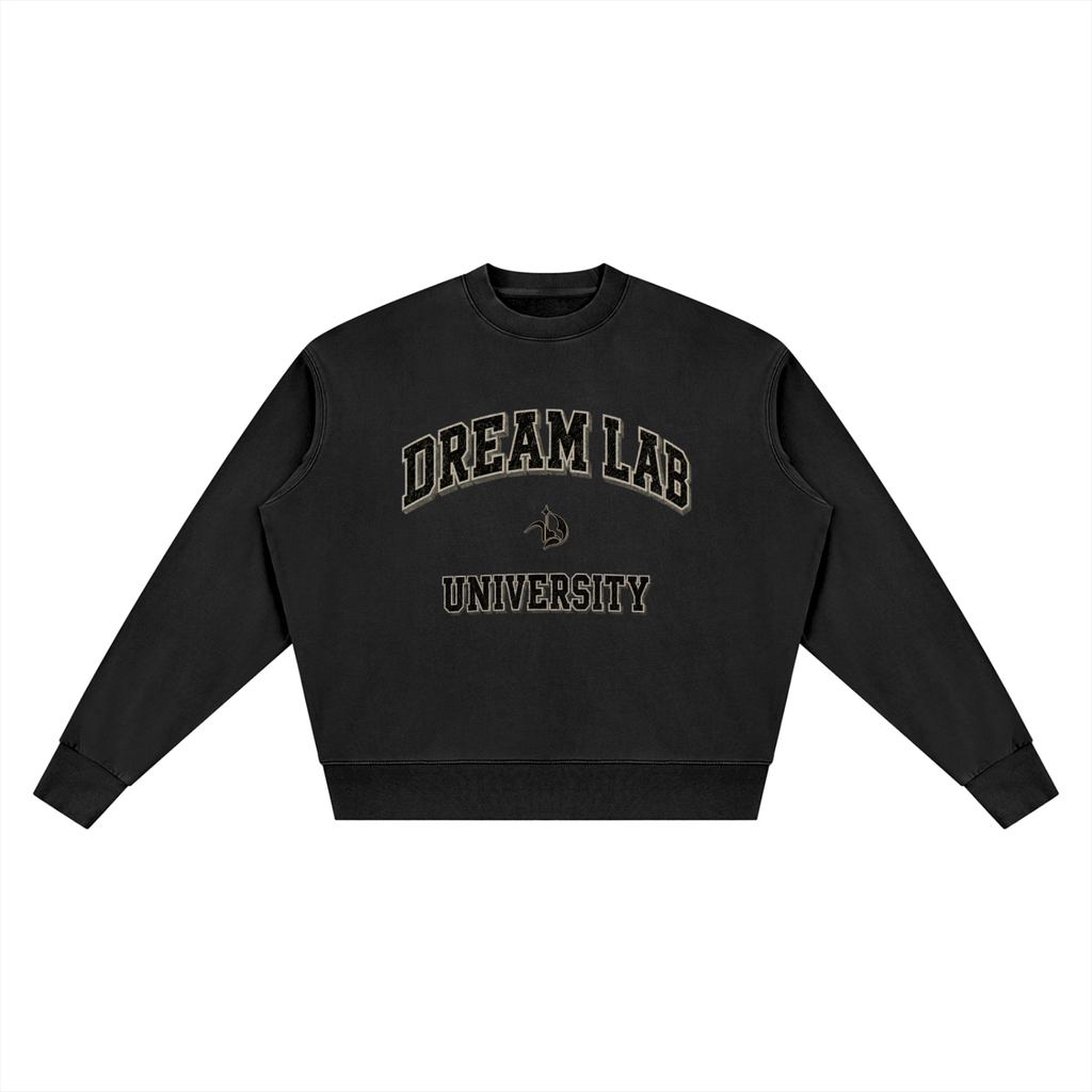 University Black Vintage Wash Crewneck Sweatshirt - WT outline