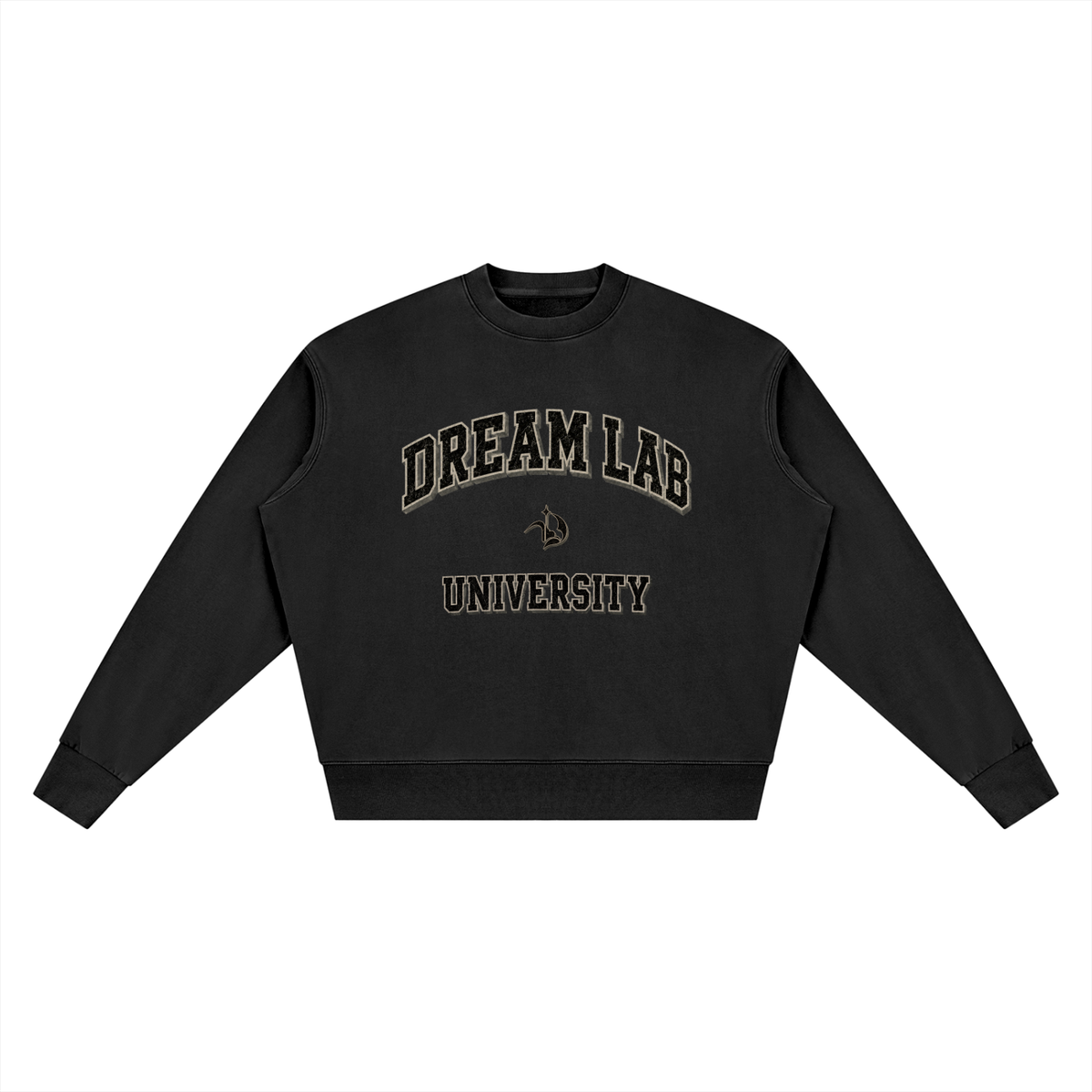 University Black Vintage Wash Crewneck Sweatshirt - WT outline