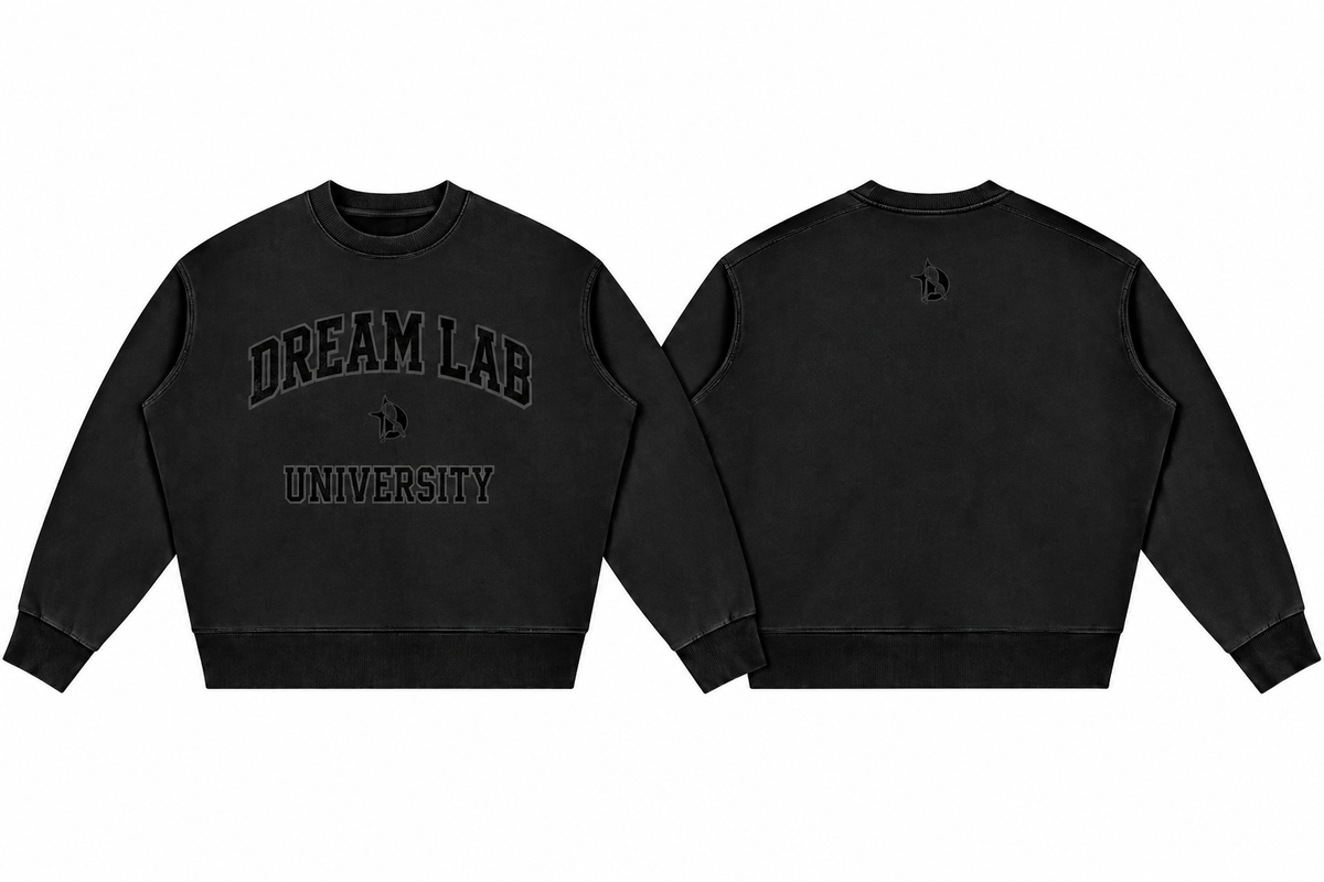 University Black Vintage Wash Crewneck Sweatshirt