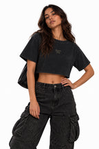 Women's Mineral Wash Cotton Crop T-Shirt