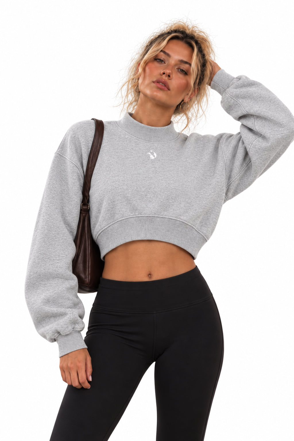 Women's Crop Mock Neck Sweatshirt