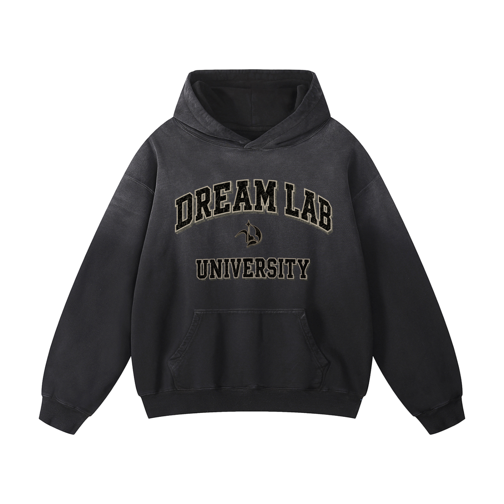 University Black/Grey Heavyweight Vintage Oversized Hoodie