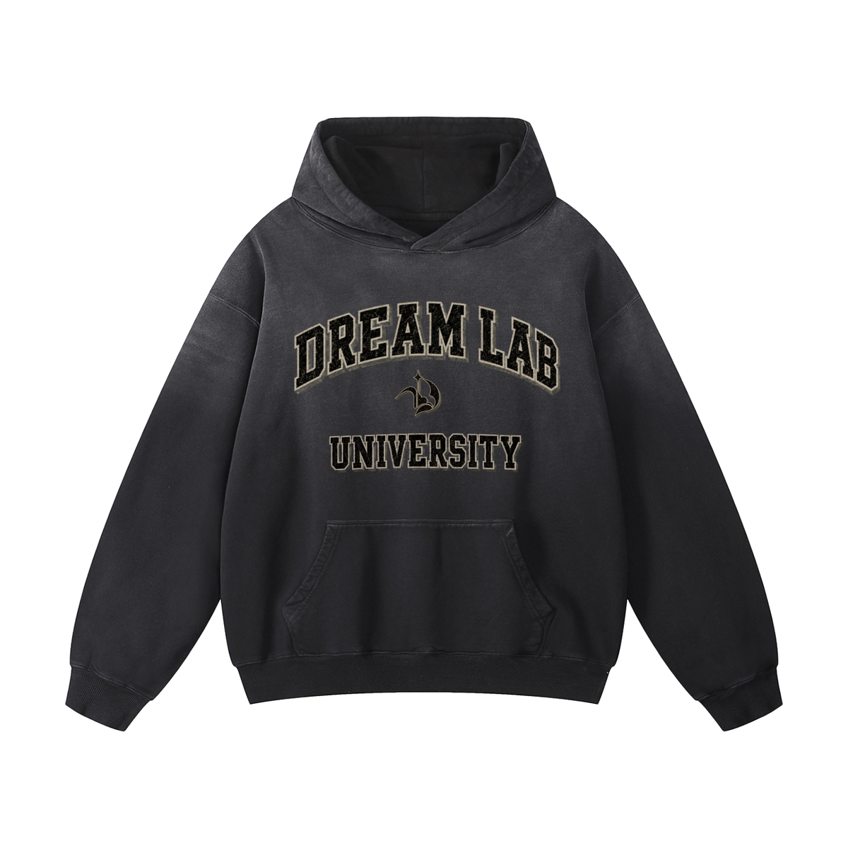 University Black/Grey Heavyweight Vintage Oversized Hoodie