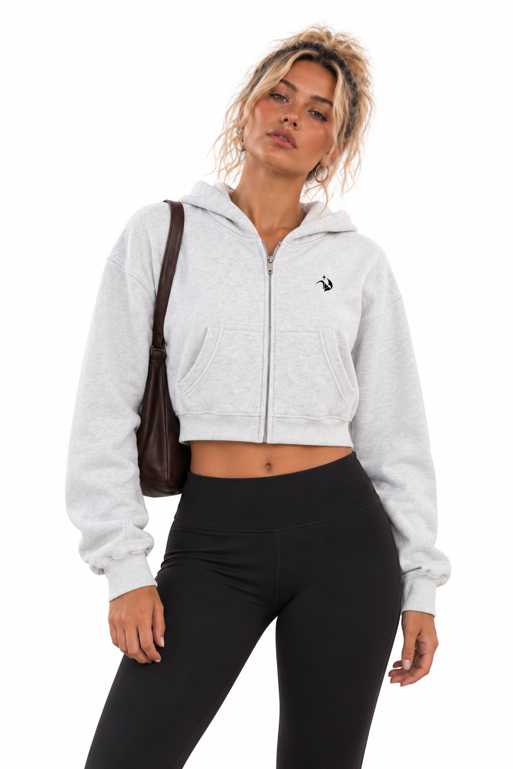 Essential Cropped Zip-Up Hoodie