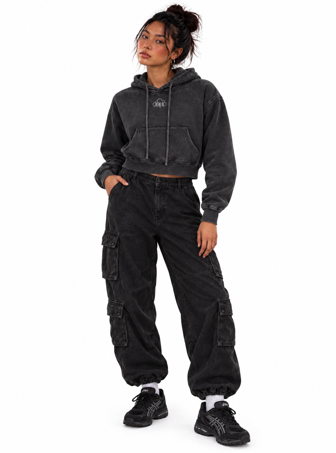 Snow Washed Cropped Hoodie