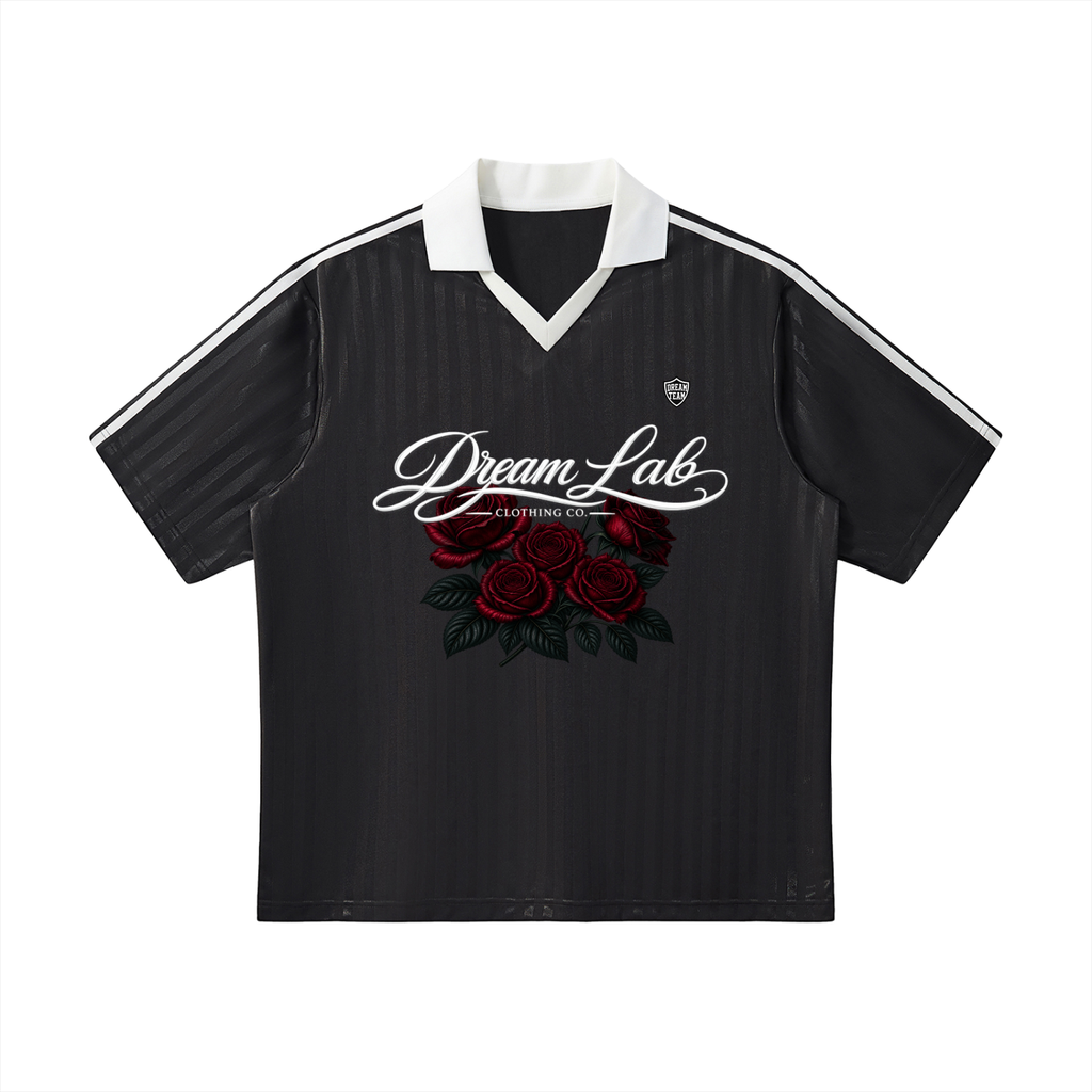 Rose Collar Striped Soccer Jersey