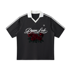 Rose Collar Striped Soccer Jersey