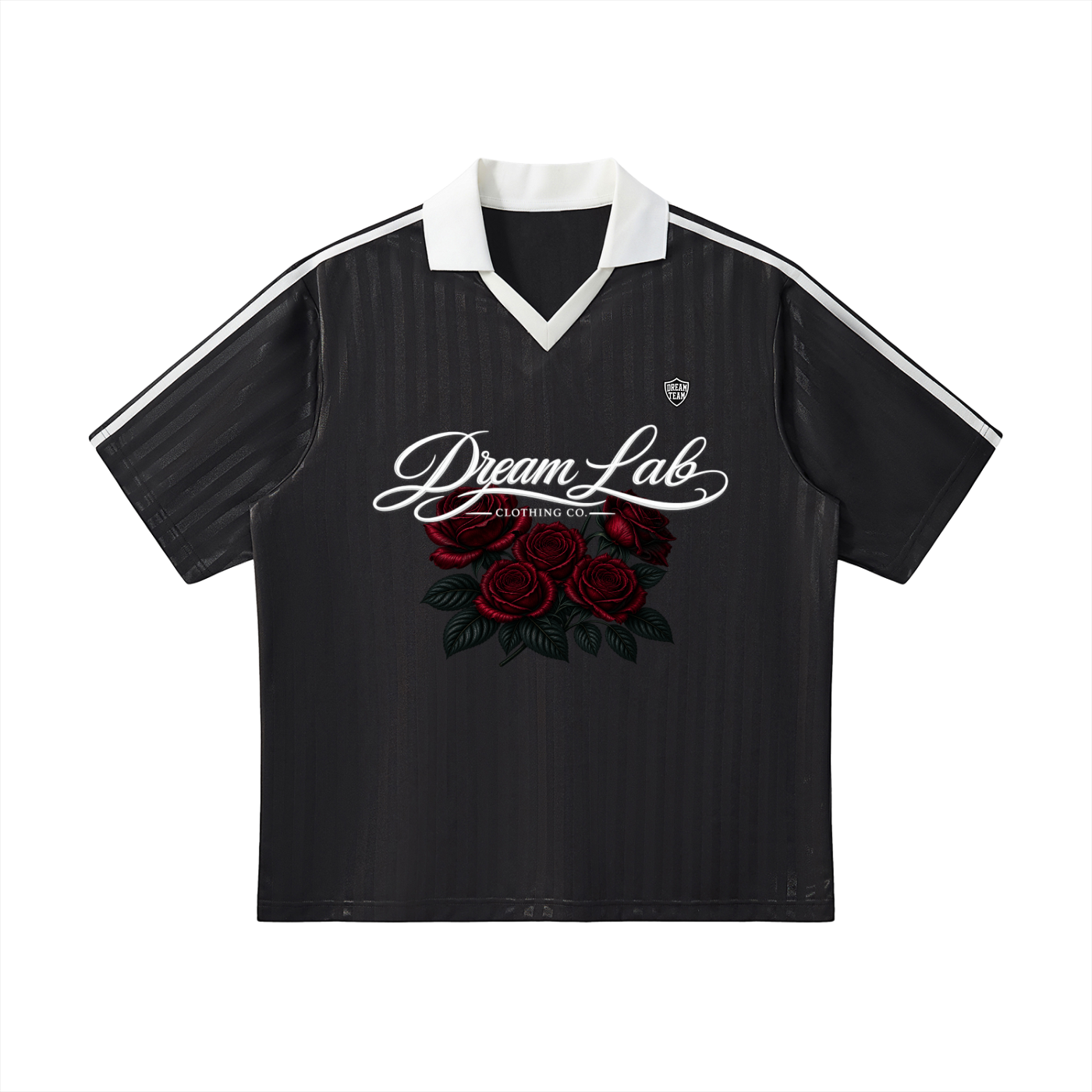 Rose Collar Striped Soccer Jersey