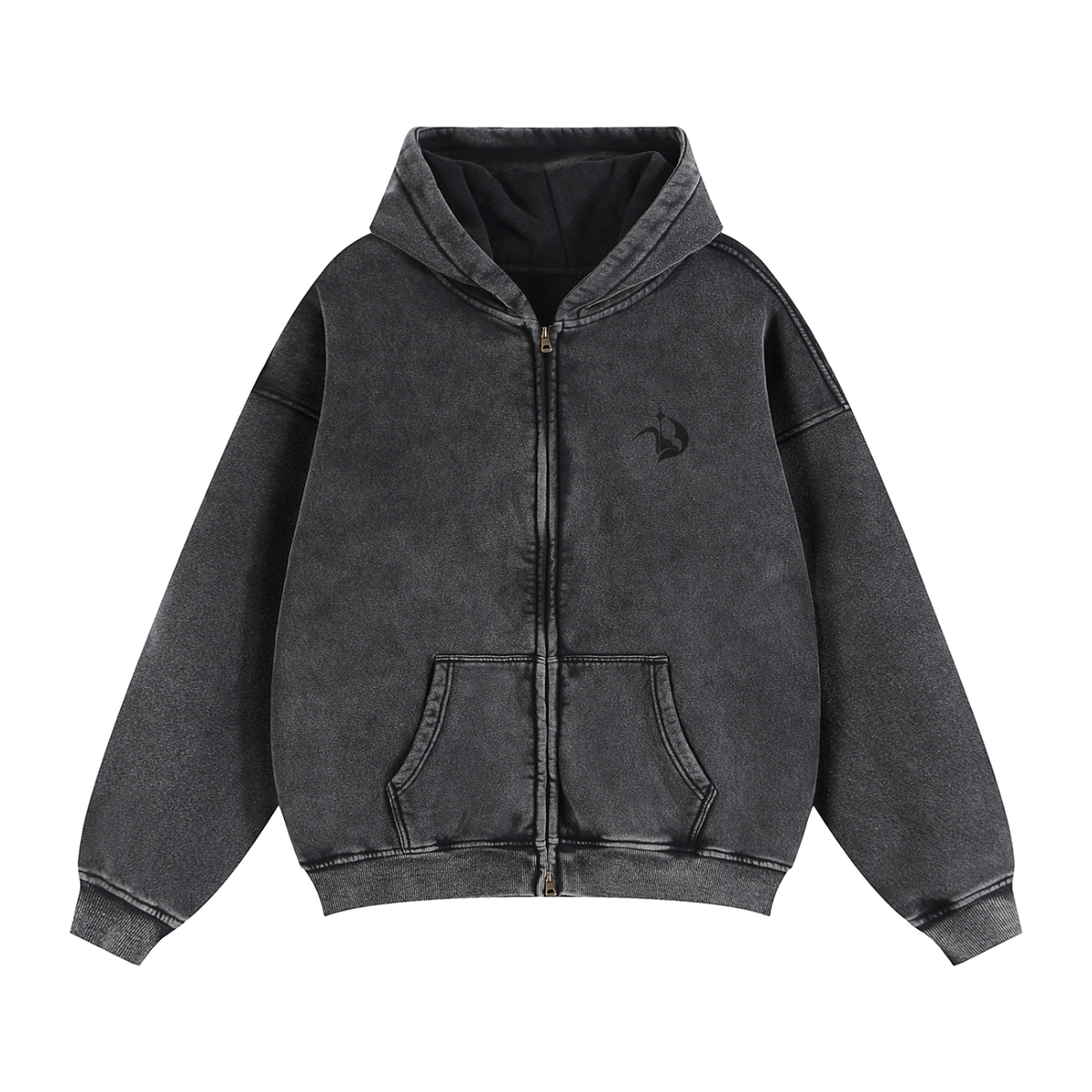 Vintage Core Zip-Through Boxy Fleece Hoodie