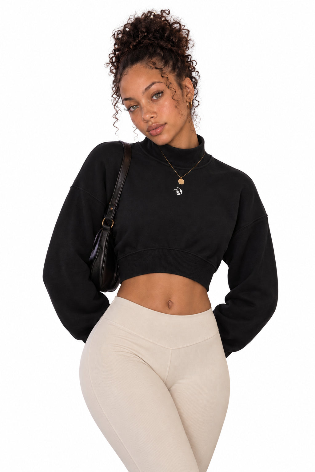Women's Crop Mock Neck Sweatshirt